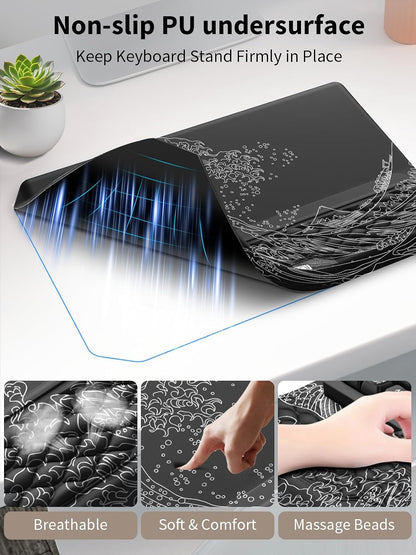 3-in-1 Ergonomic Keyboard Stand with Wrist Rest & Mouse Pad Set, Black