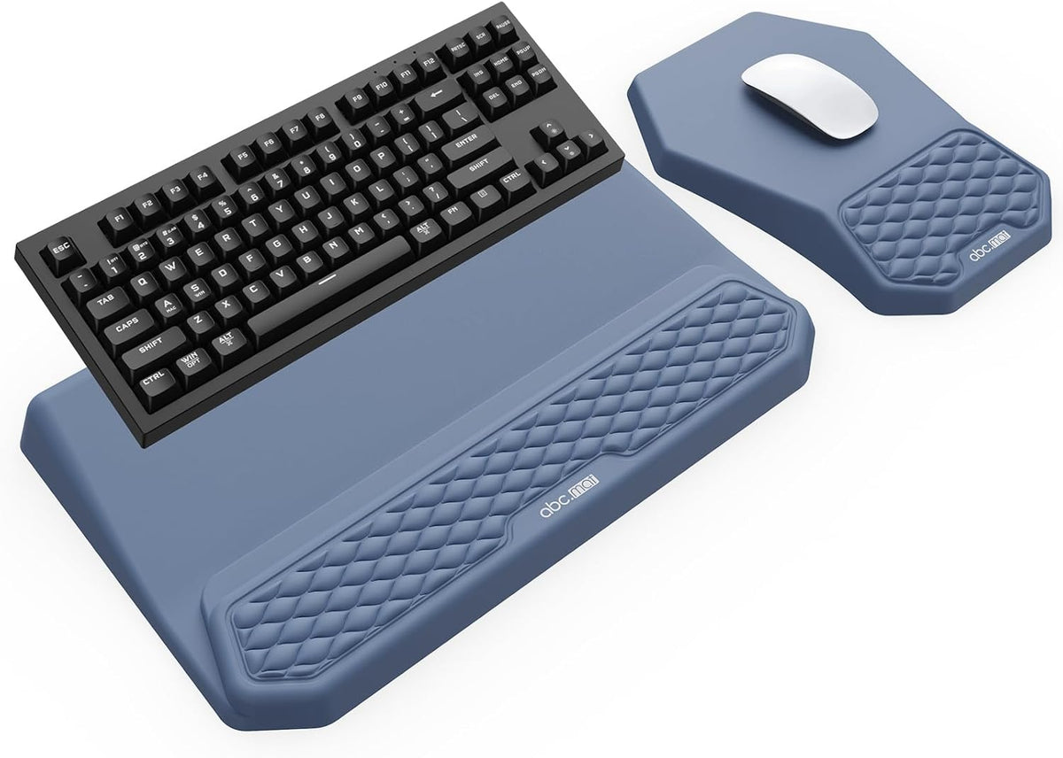 3-in-1 Ergonomic Keyboard Stand with Wrist Rest & Mouse Pad Set, Black