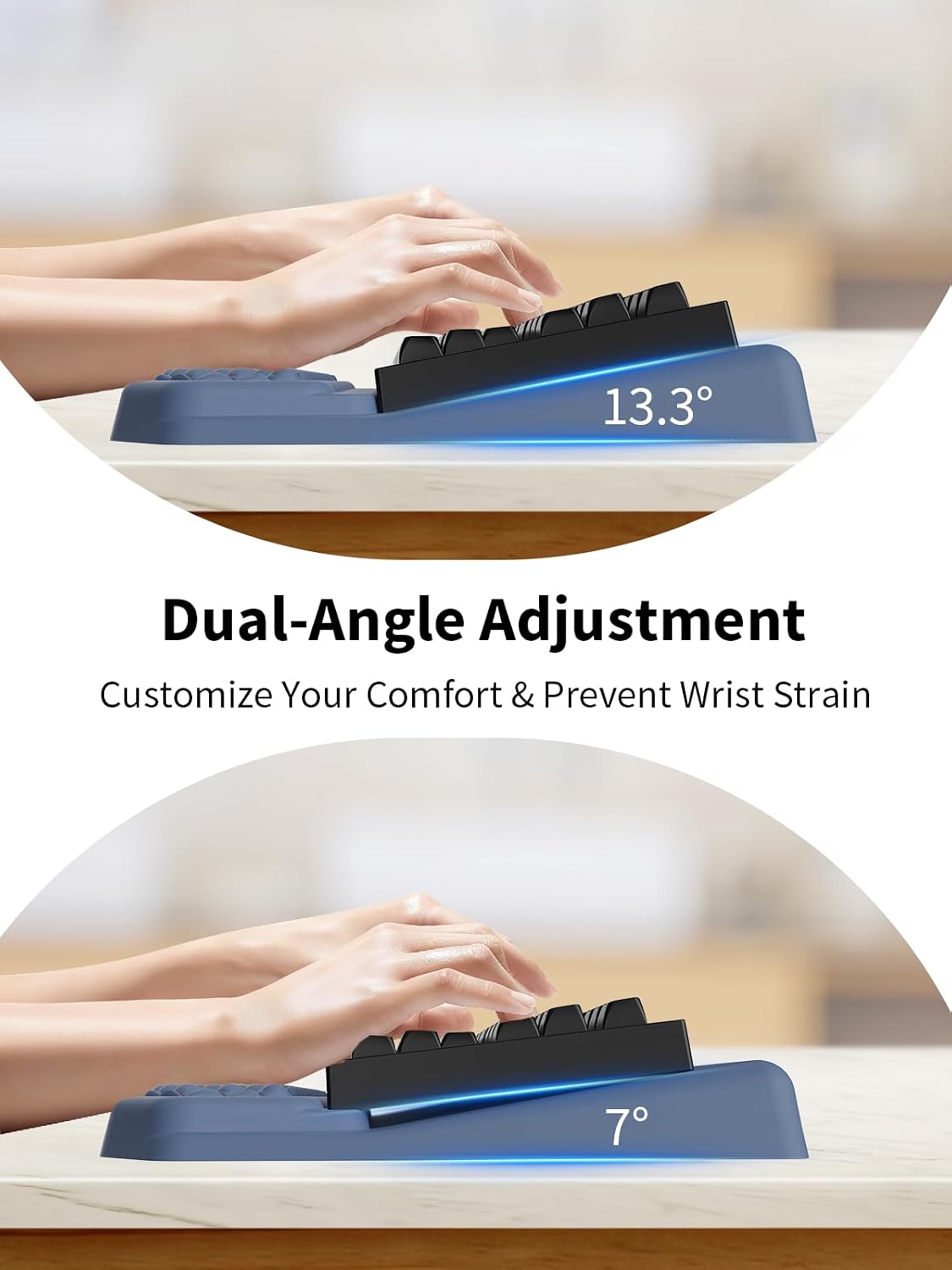 3-in-1 Ergonomic Keyboard Stand with Wrist Rest & Mouse Pad Set, Black