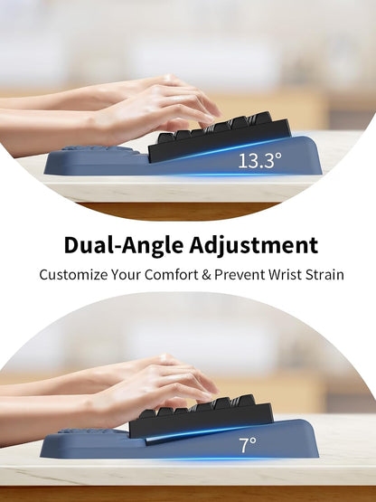 3-in-1 Ergonomic Keyboard Stand with Wrist Rest & Mouse Pad Set, Black