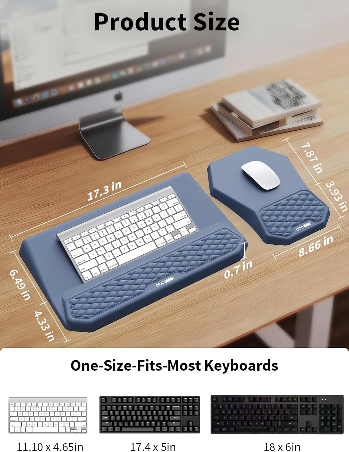 3-in-1 Ergonomic Keyboard Stand with Wrist Rest & Mouse Pad Set, Black