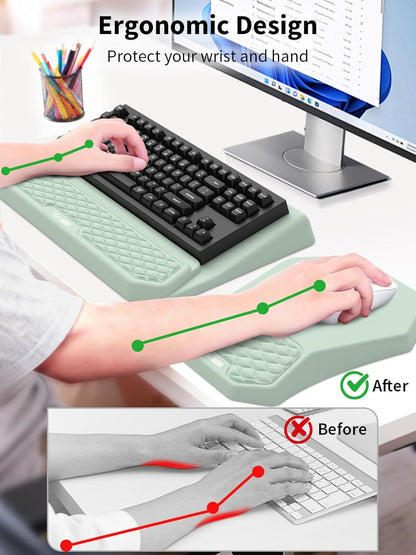 3-in-1 Ergonomic Keyboard Stand with Wrist Rest & Mouse Pad Set, Black