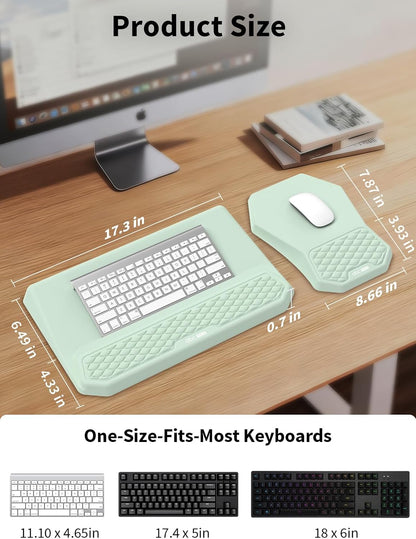 3-in-1 Ergonomic Keyboard Stand with Wrist Rest & Mouse Pad Set, Black