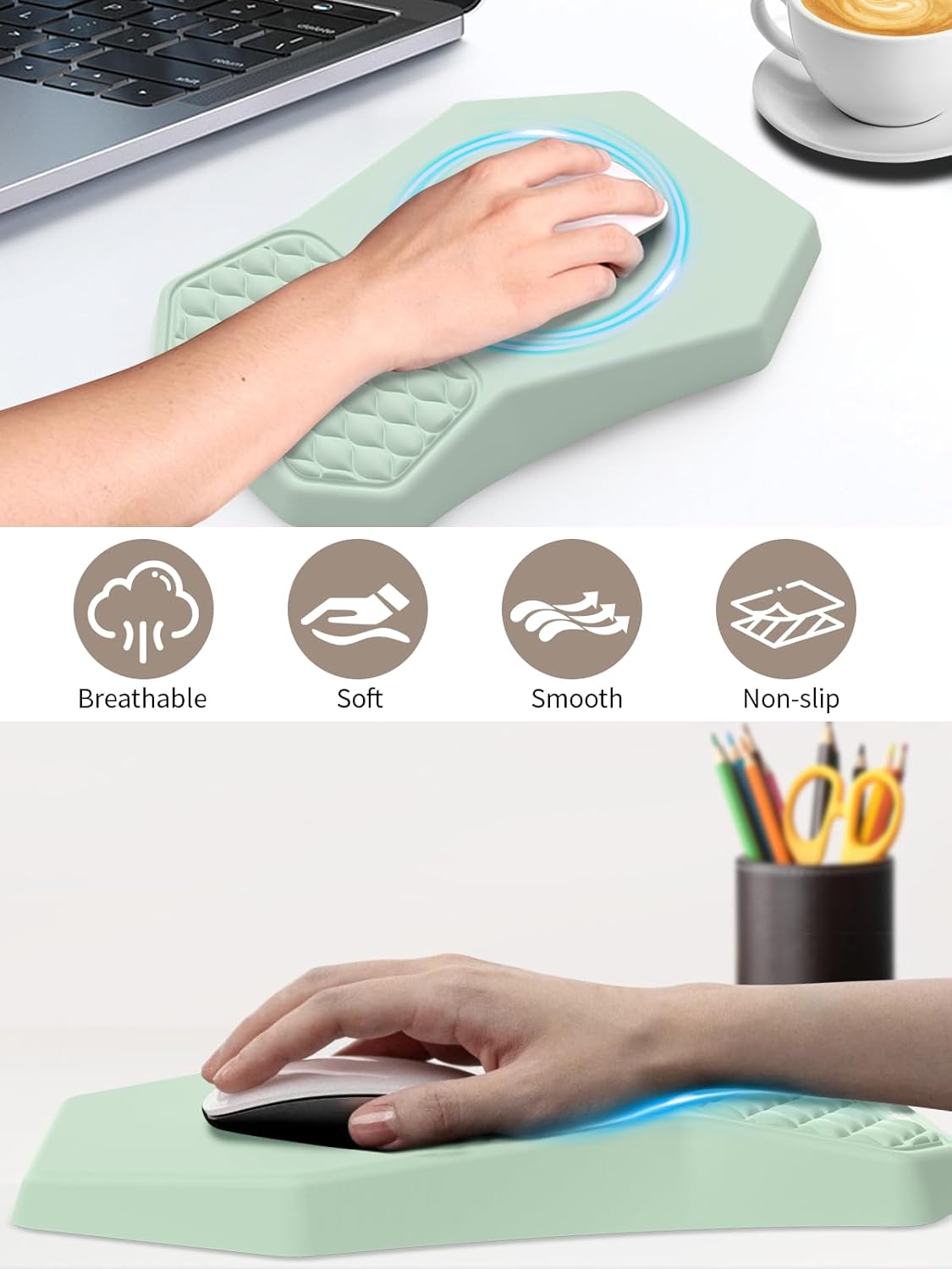 3-in-1 Ergonomic Keyboard Stand with Wrist Rest & Mouse Pad Set, Black