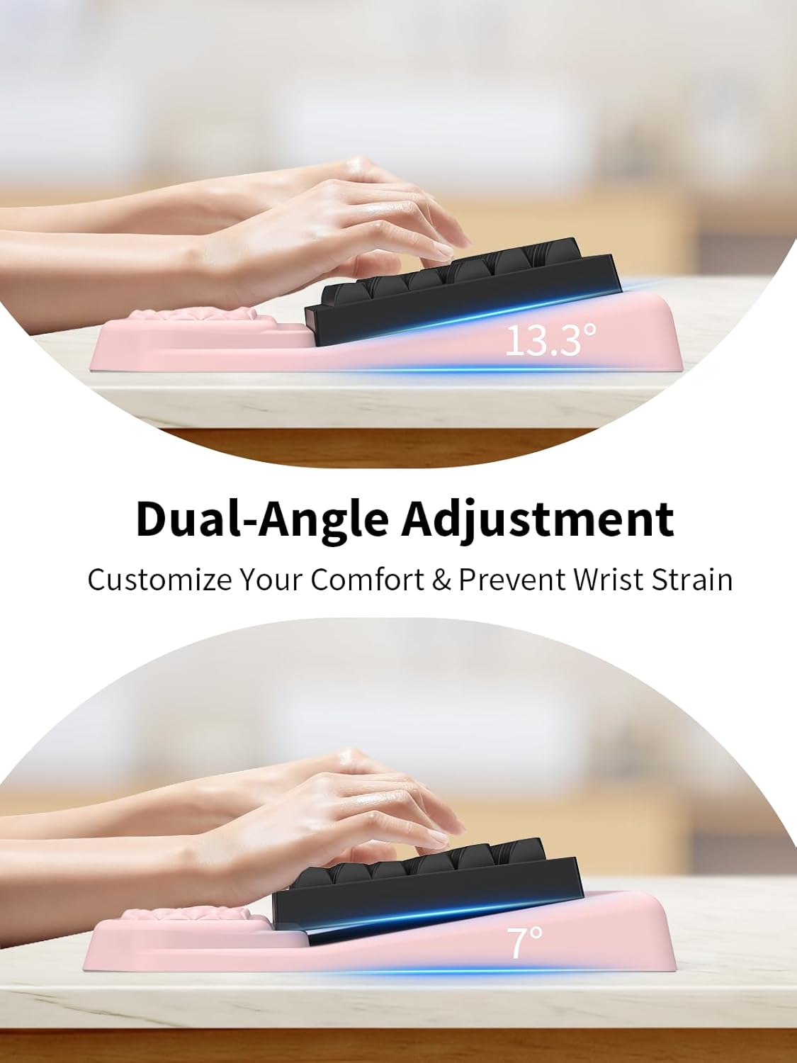 3-in-1 Ergonomic Keyboard Stand with Wrist Rest & Mouse Pad Set, Black