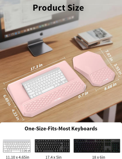 3-in-1 Ergonomic Keyboard Stand with Wrist Rest & Mouse Pad Set, Black