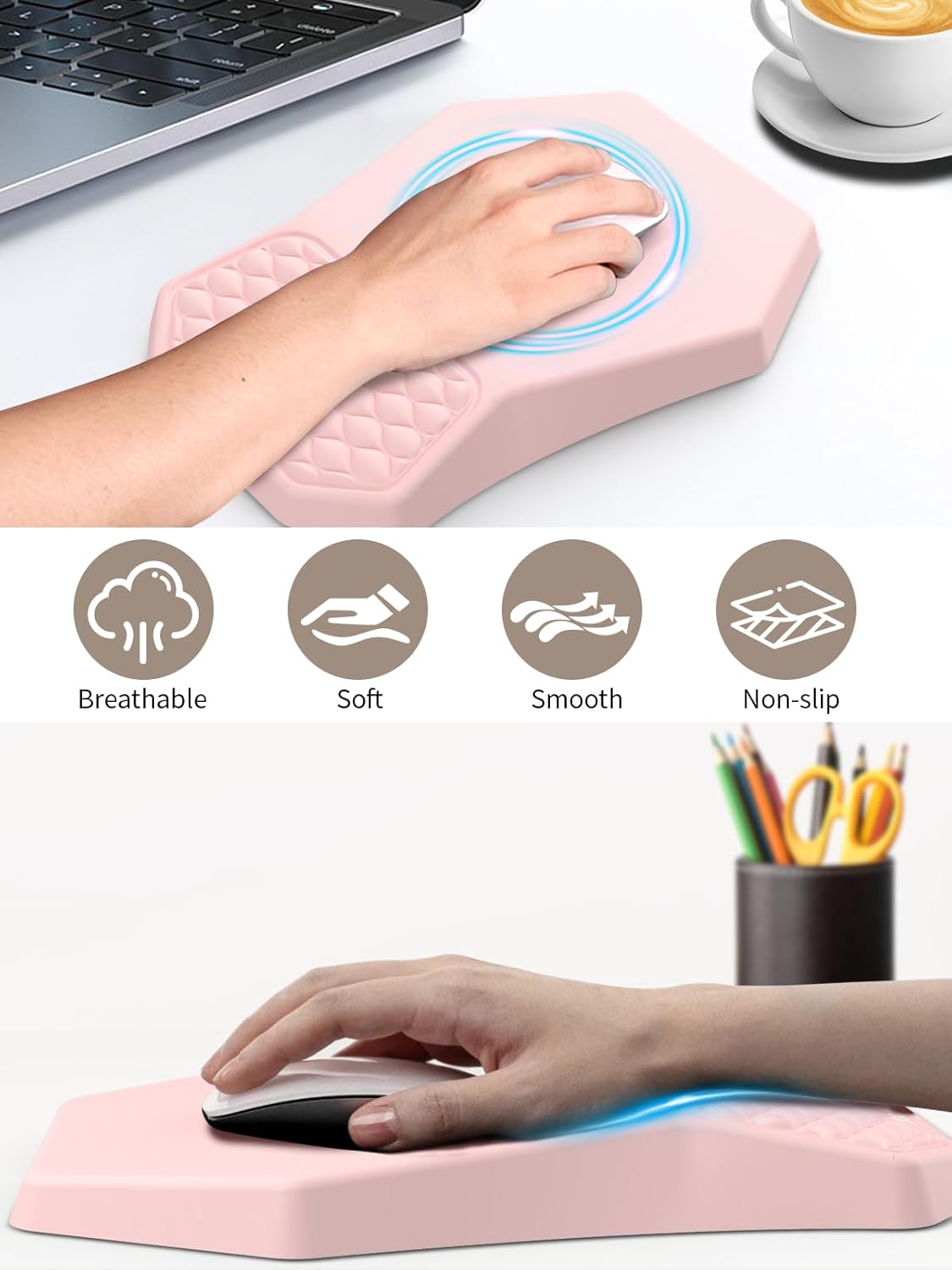 3-in-1 Ergonomic Keyboard Stand with Wrist Rest & Mouse Pad Set, Black