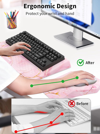 3-in-1 Ergonomic Keyboard Stand with Wrist Rest & Mouse Pad Set, Black
