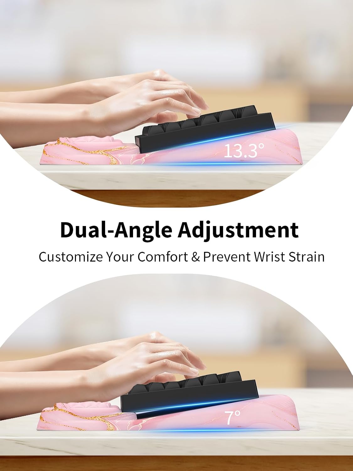 3-in-1 Ergonomic Keyboard Stand with Wrist Rest & Mouse Pad Set, Black