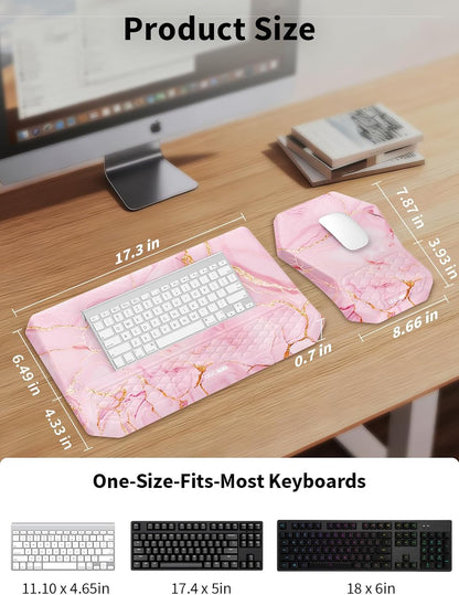 3-in-1 Ergonomic Keyboard Stand with Wrist Rest & Mouse Pad Set, Black