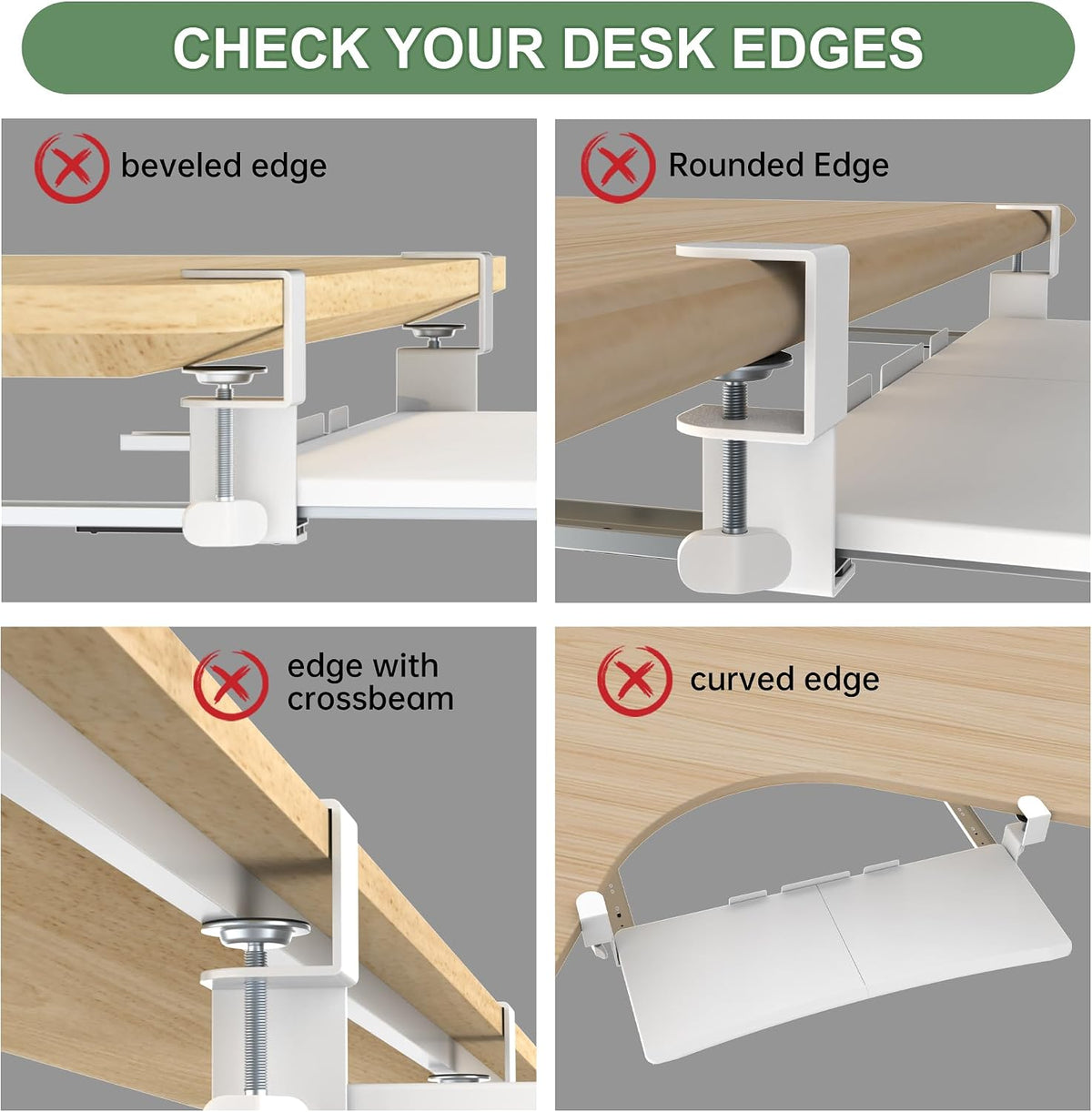Extra Large Keyboard Tray Under Desk White