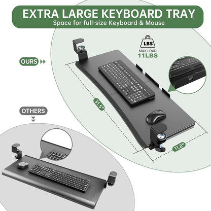 Extra Large Keyboard Tray Under Desk White