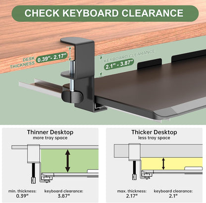 Extra Large Keyboard Tray Under Desk White