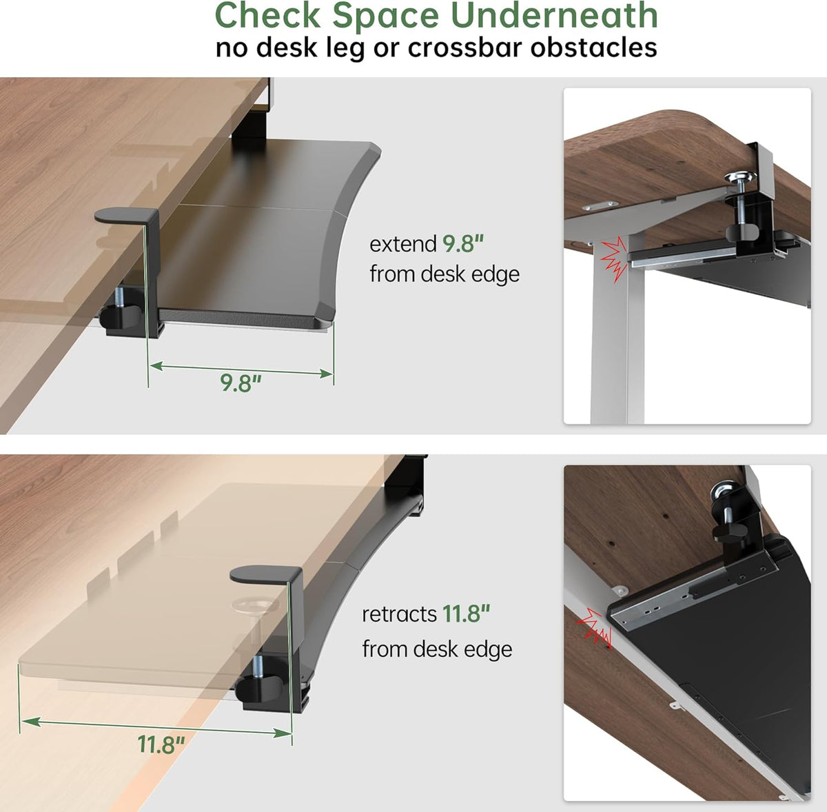 Extra Large Keyboard Tray Under Desk White