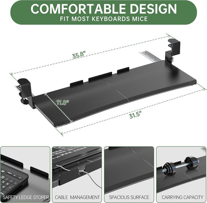 Extra Large Keyboard Tray Under Desk White