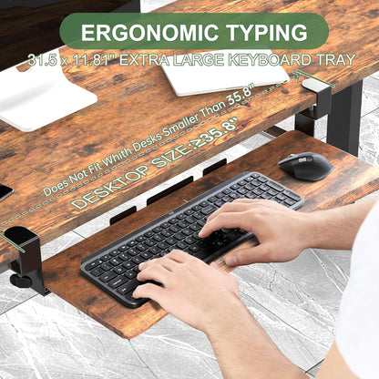 Extra Large Keyboard Tray Under Desk White