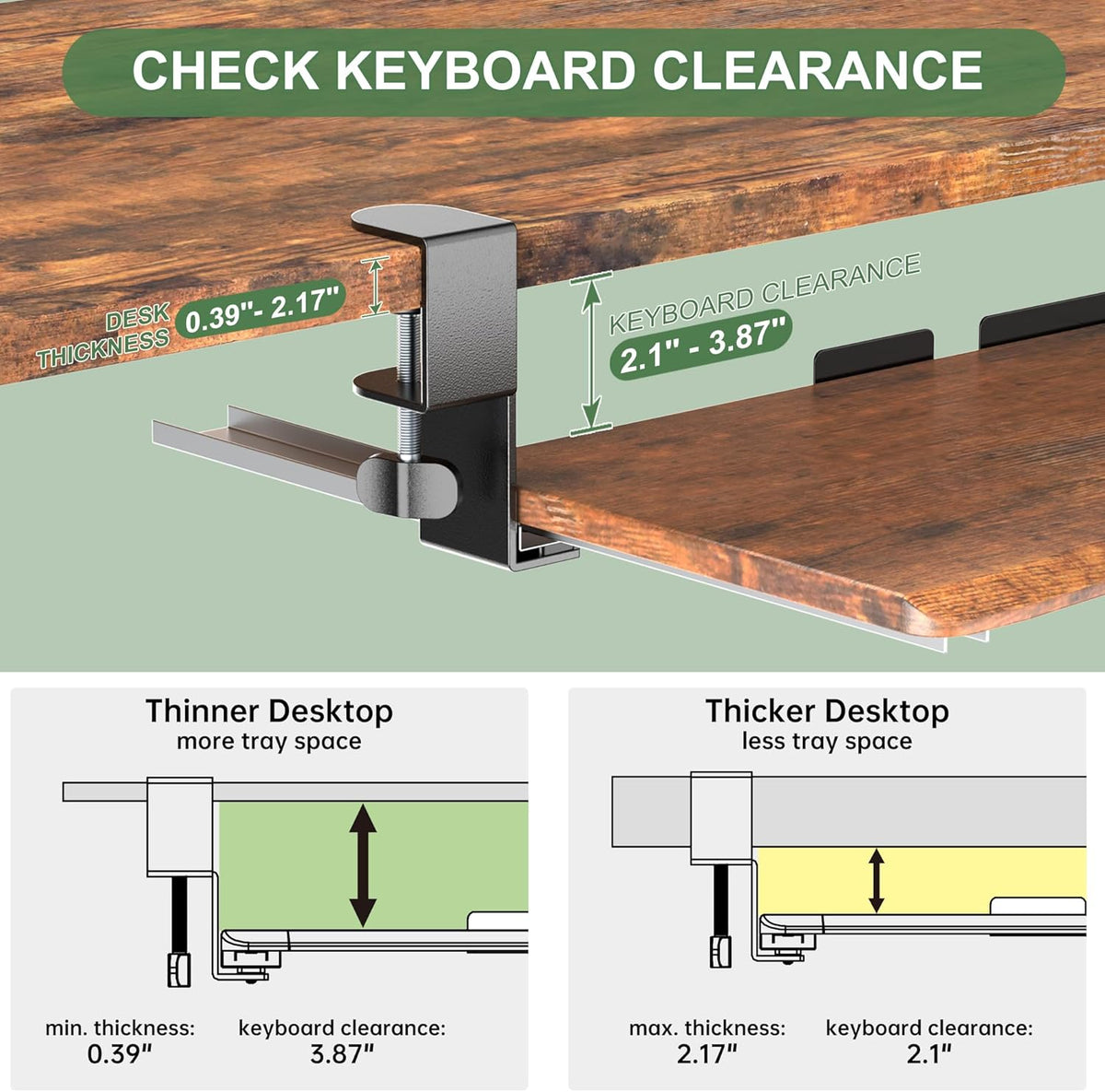 Extra Large Keyboard Tray Under Desk White