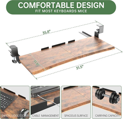 Extra Large Keyboard Tray Under Desk White