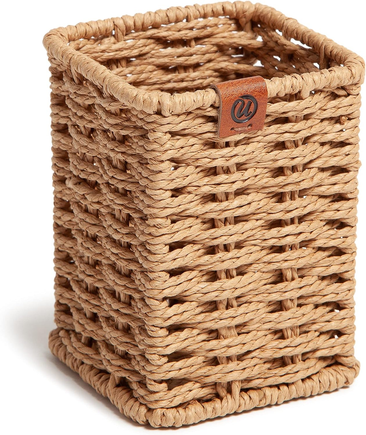 Pencil Cup, Pen Holder, Desktop Organizer, Wicker Woven Finish