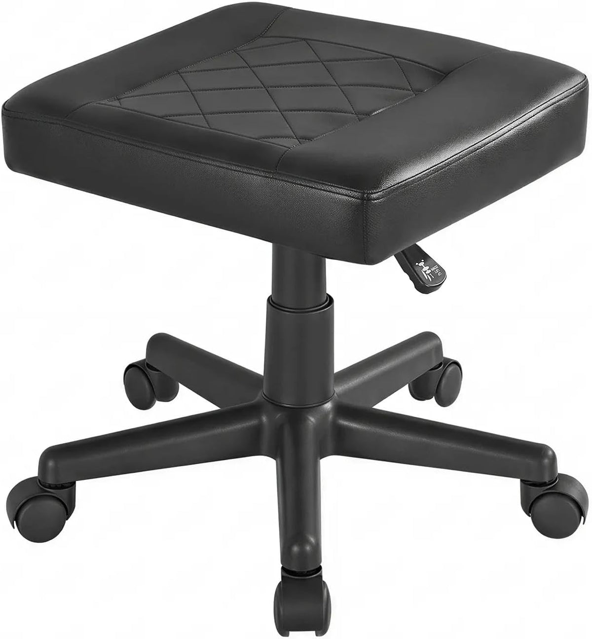 Under Desk Footrest, PU Ergonomic Foot Rest with Wheels, Comfort Padding, Height Adjustable for Relieving Leg Pain, Stiffness, Black