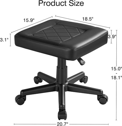 Under Desk Footrest, PU Ergonomic Foot Rest with Wheels, Comfort Padding, Height Adjustable for Relieving Leg Pain, Stiffness, Black