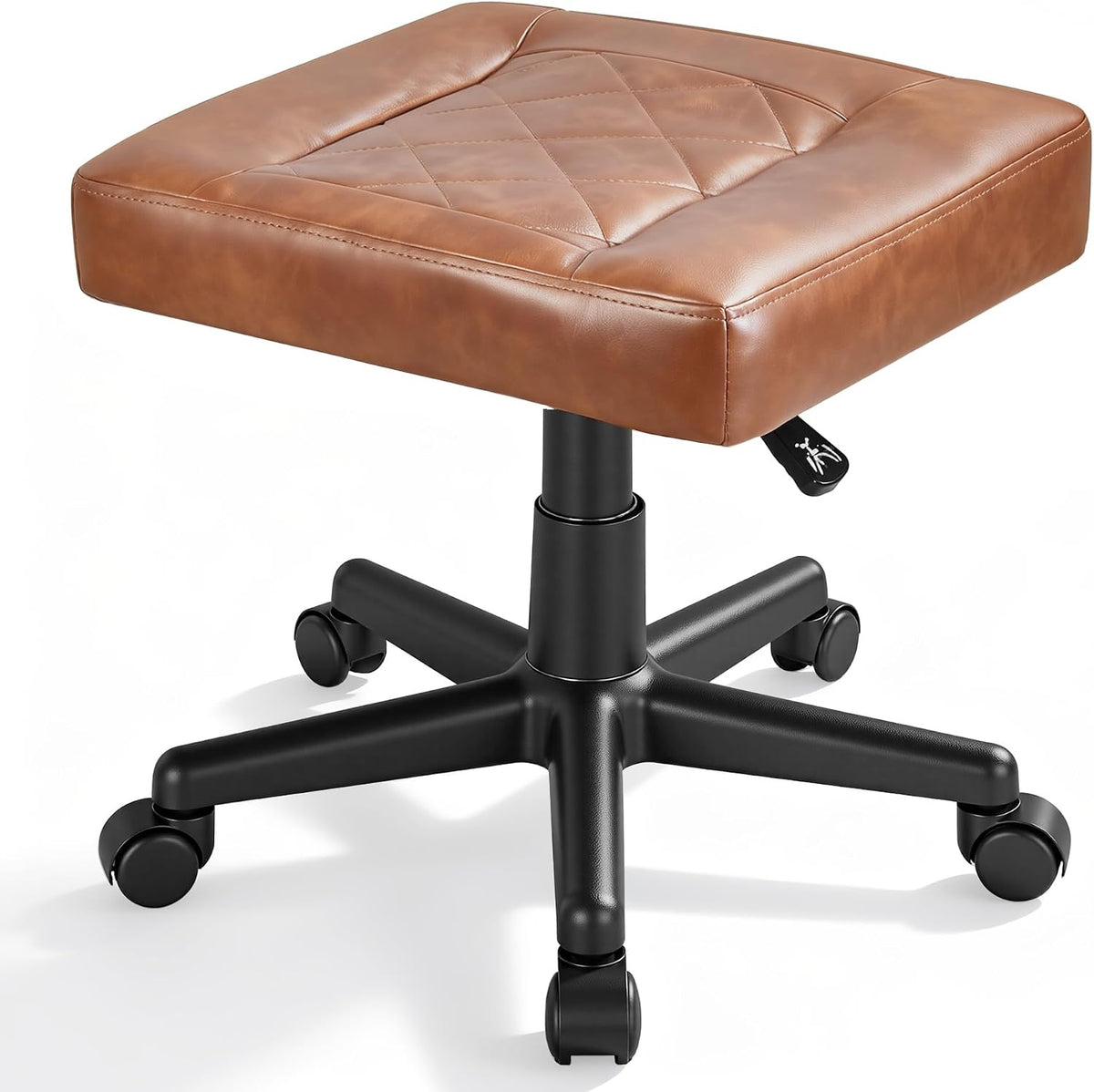 Under Desk Footrest, PU Ergonomic Foot Rest with Wheels, Comfort Padding, Height Adjustable for Relieving Leg Pain, Stiffness, Black