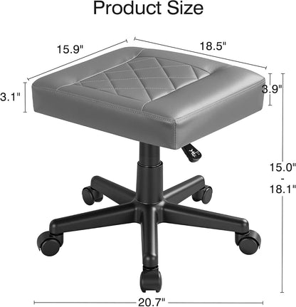 Under Desk Footrest, PU Ergonomic Foot Rest with Wheels, Comfort Padding, Height Adjustable for Relieving Leg Pain, Stiffness, Black