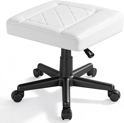 Under Desk Footrest, PU Ergonomic Foot Rest with Wheels, Comfort Padding, Height Adjustable for Relieving Leg Pain, Stiffness, Black