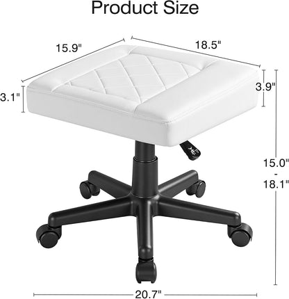 Under Desk Footrest, PU Ergonomic Foot Rest with Wheels, Comfort Padding, Height Adjustable for Relieving Leg Pain, Stiffness, Black