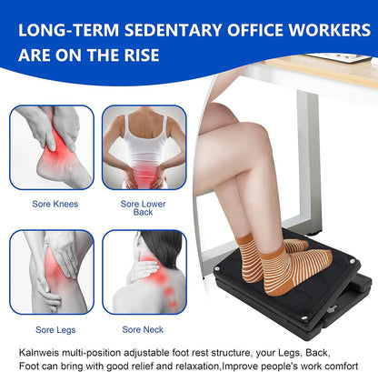 Ergonomic Under Desk Footrest & Leg Rest Stool with Massage Roller