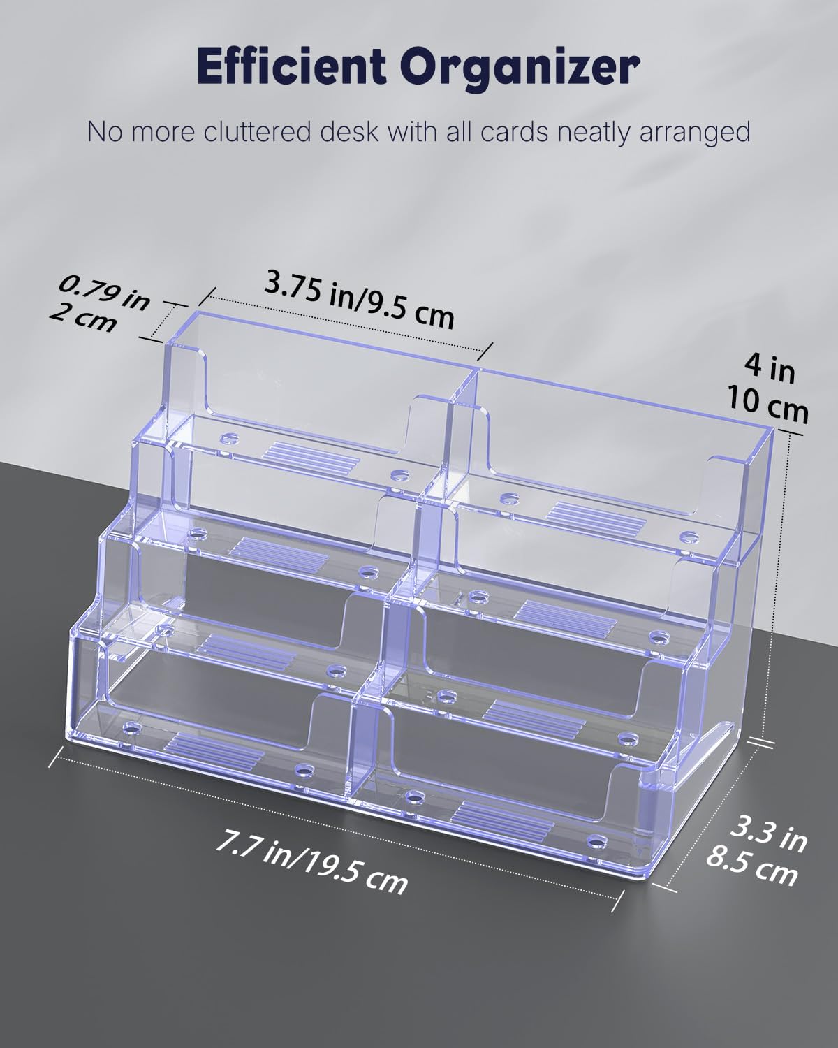 Acrylic Business Card Holder for Desk 8 Slots Clear Business Card Display Stand for Men & Women Desktop Business Card Organizer Card Stand for Office Home Exhibition, 480 Card Capacity
