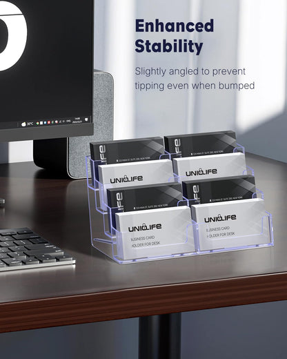 Acrylic Business Card Holder for Desk 8 Slots Clear Business Card Display Stand for Men & Women Desktop Business Card Organizer Card Stand for Office Home Exhibition, 480 Card Capacity