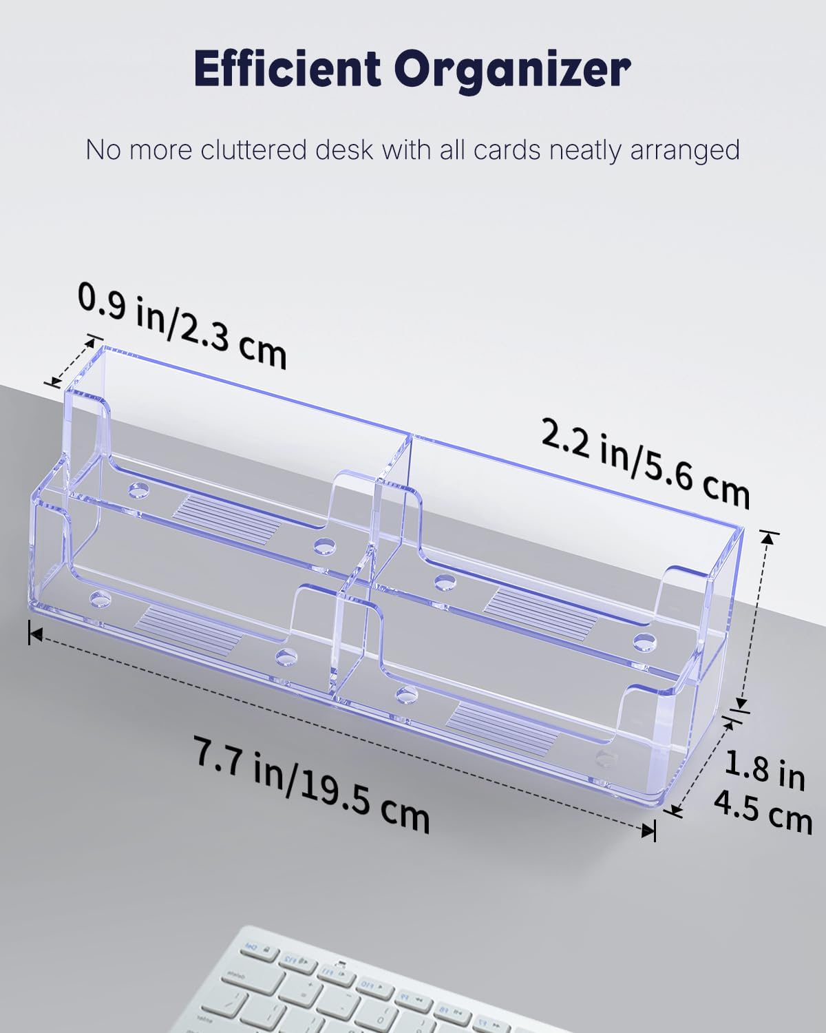 Acrylic Business Card Holder for Desk 8 Slots Clear Business Card Display Stand for Men & Women Desktop Business Card Organizer Card Stand for Office Home Exhibition, 480 Card Capacity