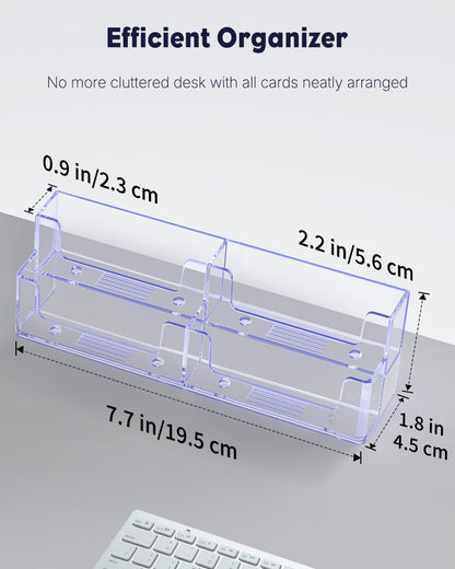 Acrylic Business Card Holder for Desk 8 Slots Clear Business Card Display Stand for Men & Women Desktop Business Card Organizer Card Stand for Office Home Exhibition, 480 Card Capacity