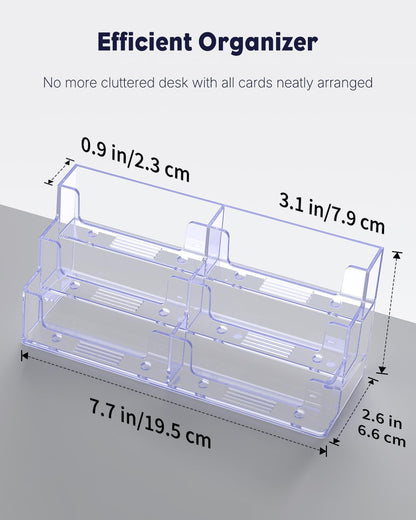 Acrylic Business Card Holder for Desk 8 Slots Clear Business Card Display Stand for Men & Women Desktop Business Card Organizer Card Stand for Office Home Exhibition, 480 Card Capacity