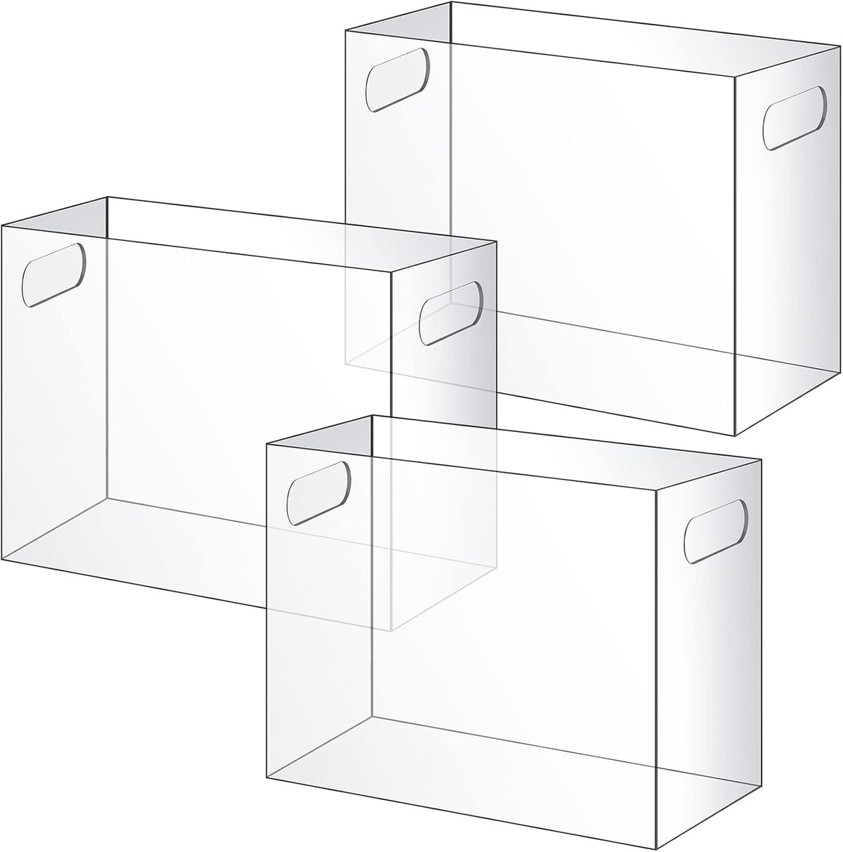 3 Pcs Acrylic File Organizer Acrylic Desktop File Box with Handle Hanging Folder Clear Holder Filing Box for Office Home School Letter Size Folder Storage, 12.2 x 5.5 x 9.4 Inch