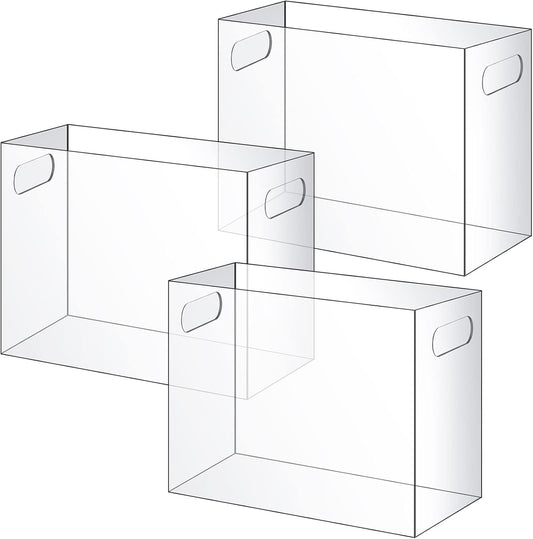 3 Pcs Acrylic File Organizer Acrylic Desktop File Box with Handle Hanging Folder Clear Holder Filing Box for Office Home School Letter Size Folder Storage, 12.2 x 5.5 x 9.4 Inch