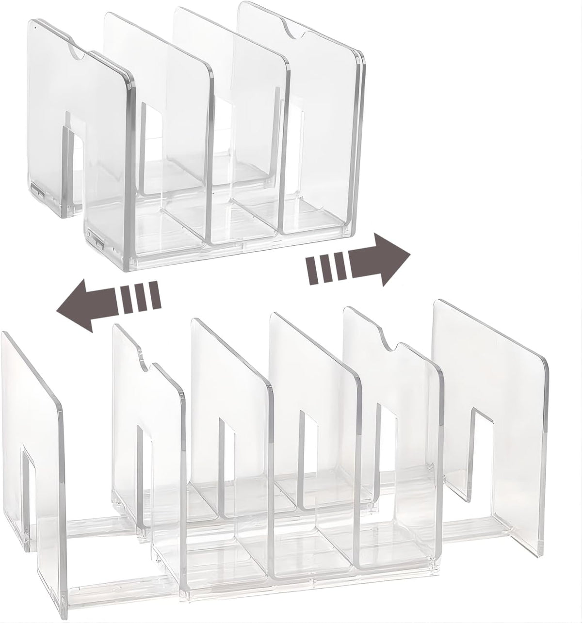 2-Pack Clear Desktop File Organizer, Expandable Acrylic File Sorter Auto Rebound, Multifunction 5 Sections File Folder Holder for Magazines, Books, Letters, Papers, Notebooks