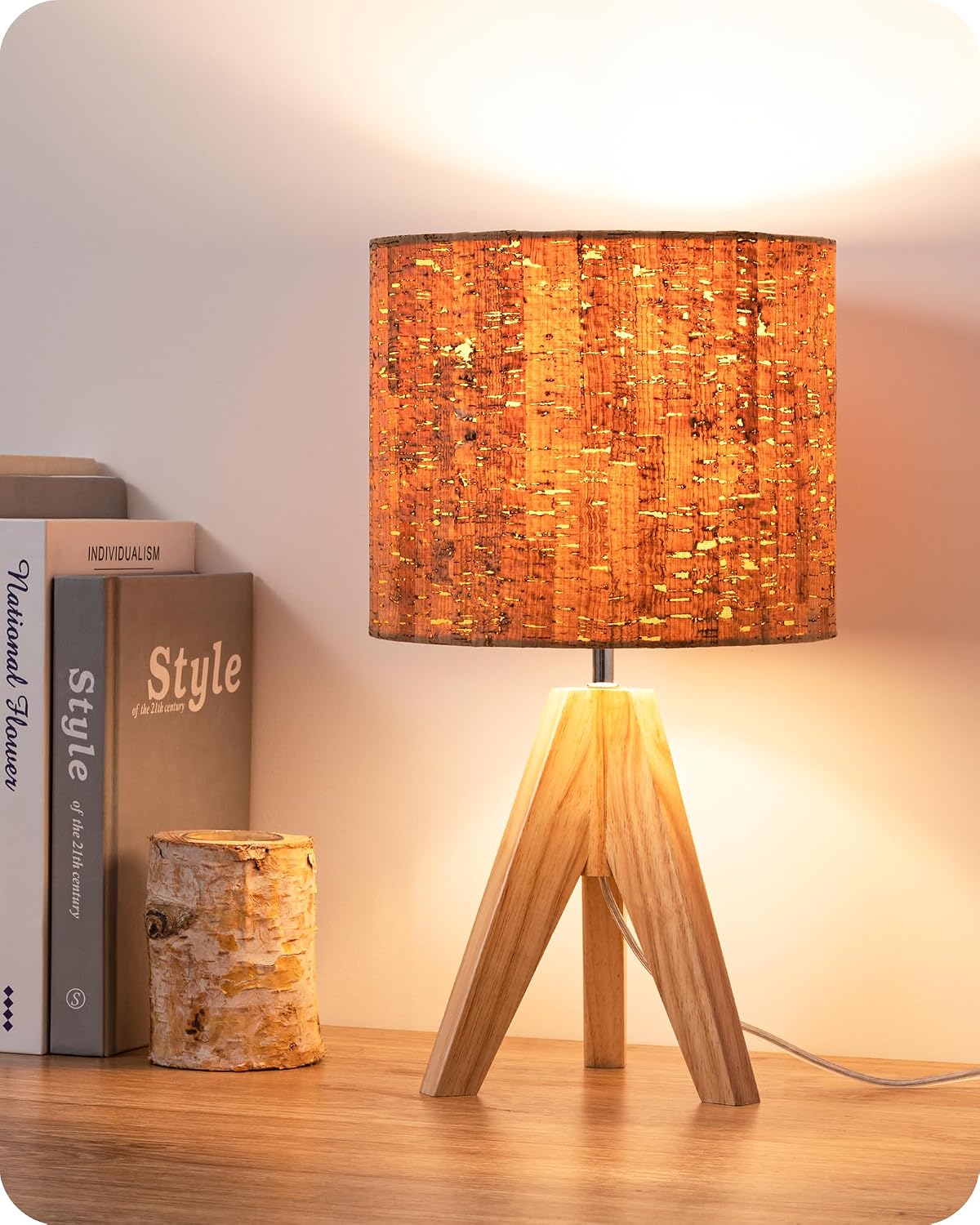 Tripod Table Lamp, Small Cute Bedside Lamp, 14.2 Inch, E26 Base
