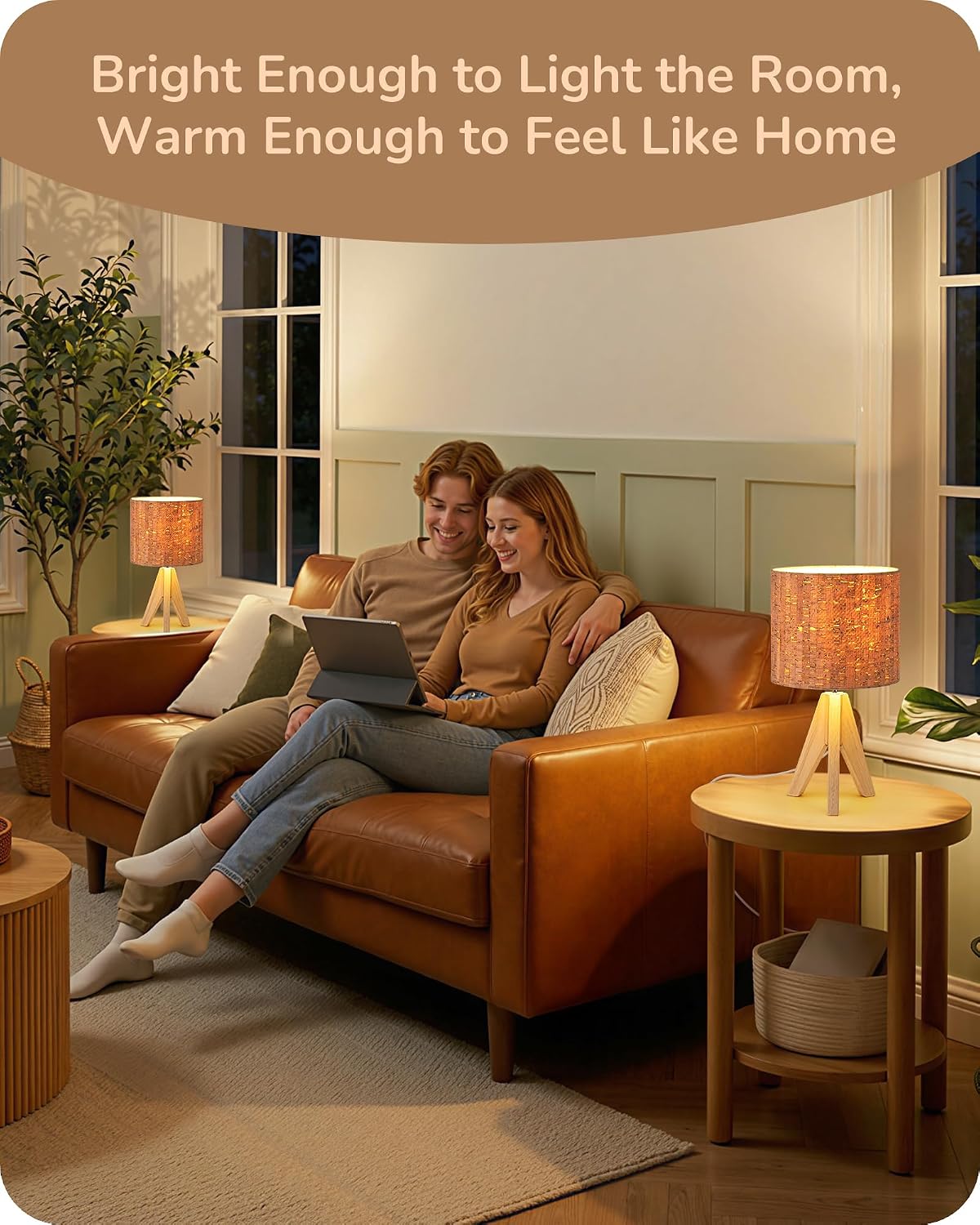 Tripod Table Lamp, Small Cute Bedside Lamp, 14.2 Inch, E26 Base