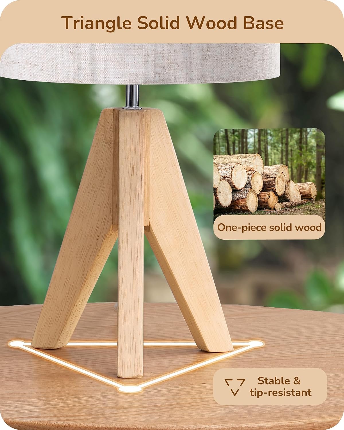 Tripod Table Lamp, Small Cute Bedside Lamp, 14.2 Inch, E26 Base