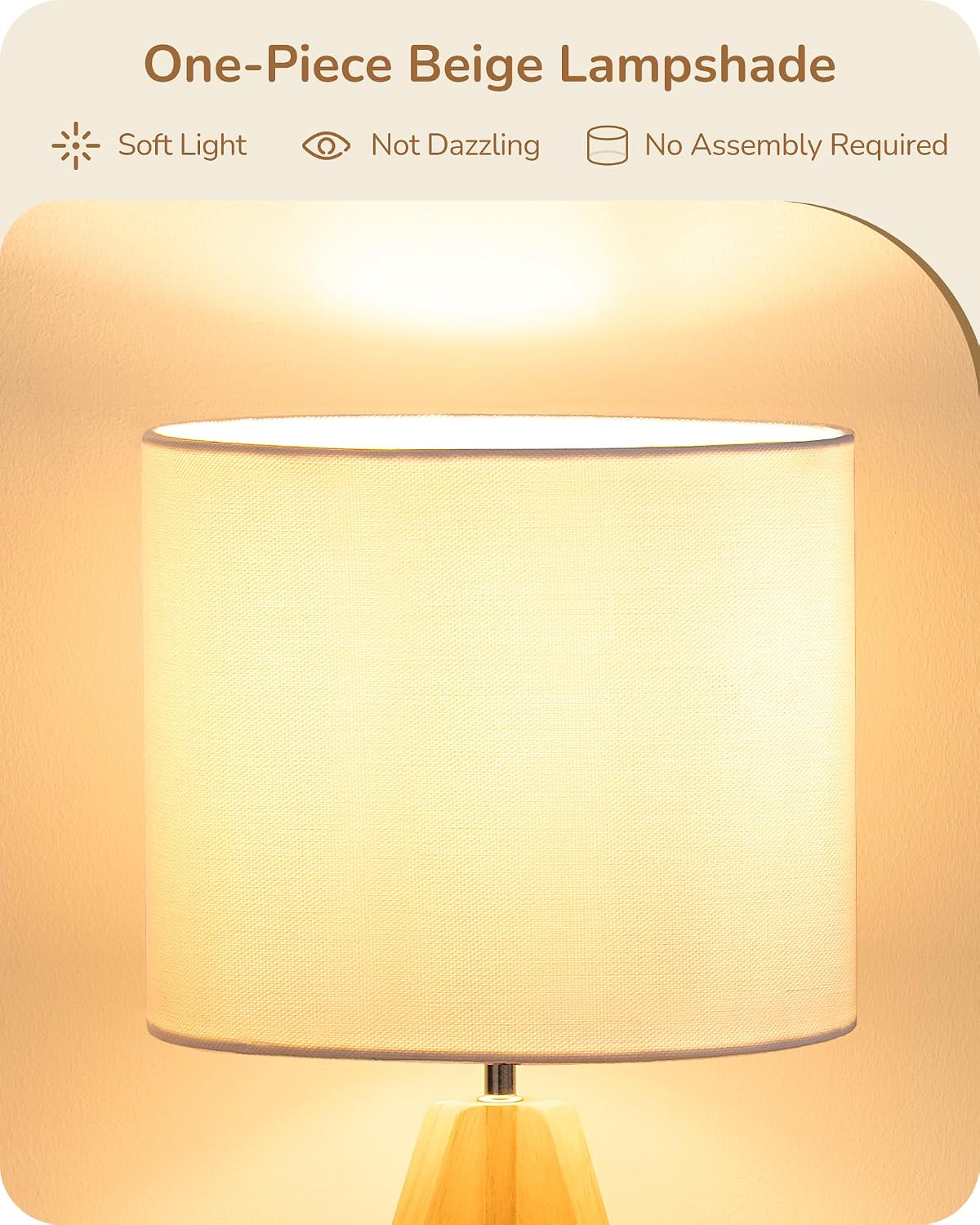Tripod Table Lamp, Small Cute Bedside Lamp, 14.2 Inch, E26 Base