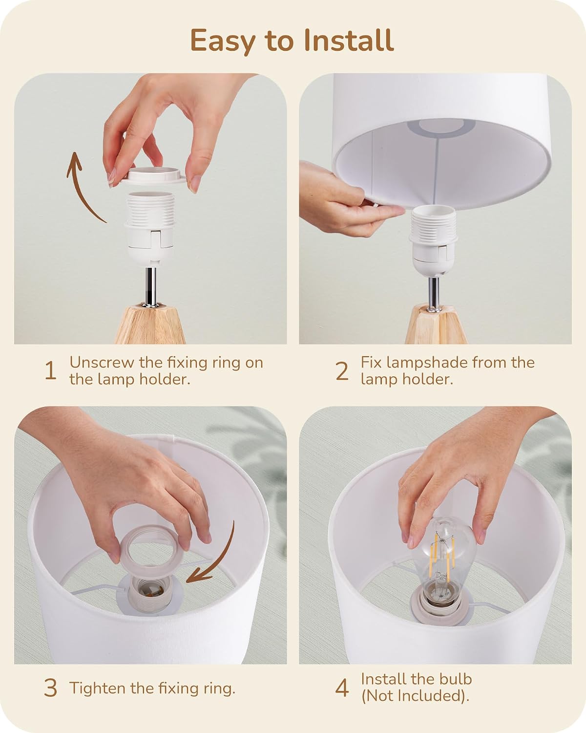 Tripod Table Lamp, Small Cute Bedside Lamp, 14.2 Inch, E26 Base