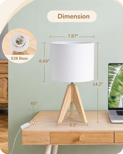Tripod Table Lamp, Small Cute Bedside Lamp, 14.2 Inch, E26 Base