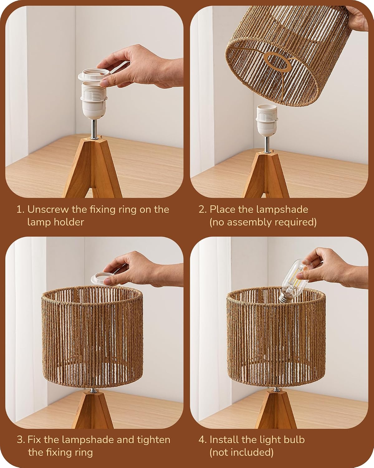 Tripod Table Lamp, Small Cute Bedside Lamp, 14.2 Inch, E26 Base
