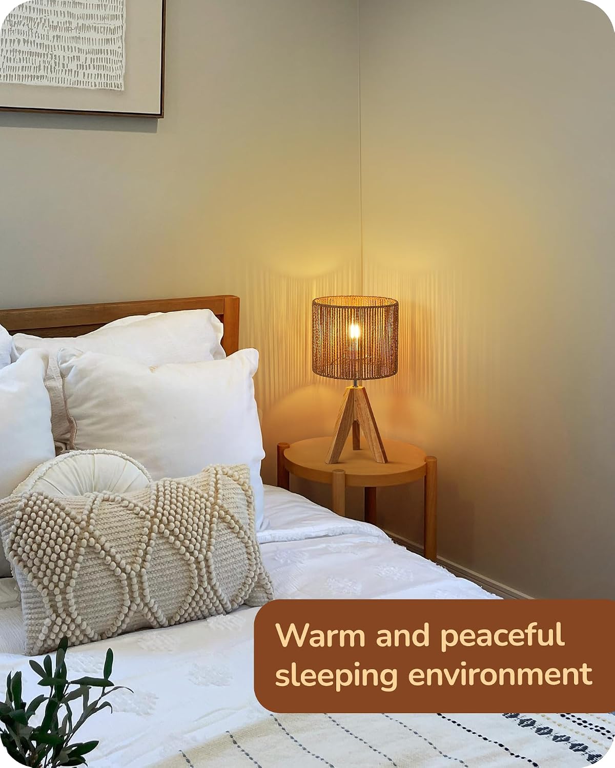 Tripod Table Lamp, Small Cute Bedside Lamp, 14.2 Inch, E26 Base