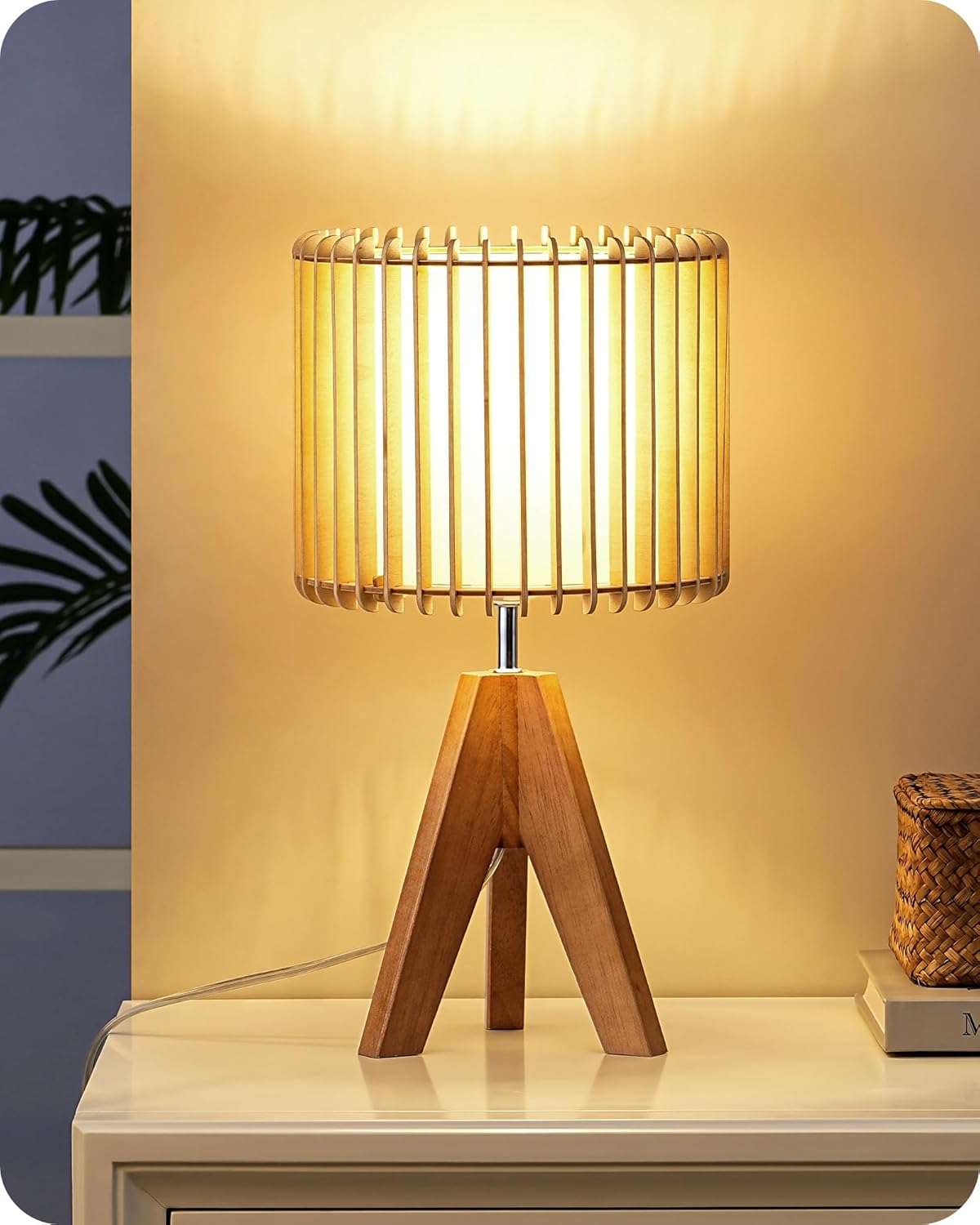 Tripod Table Lamp, Small Cute Bedside Lamp, 14.2 Inch, E26 Base