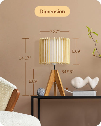 Tripod Table Lamp, Small Cute Bedside Lamp, 14.2 Inch, E26 Base