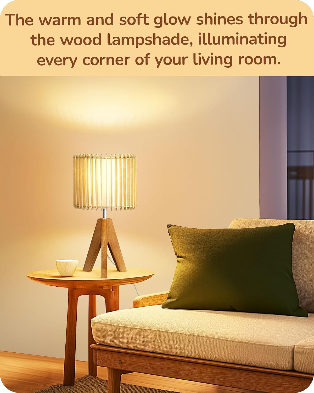 Tripod Table Lamp, Small Cute Bedside Lamp, 14.2 Inch, E26 Base