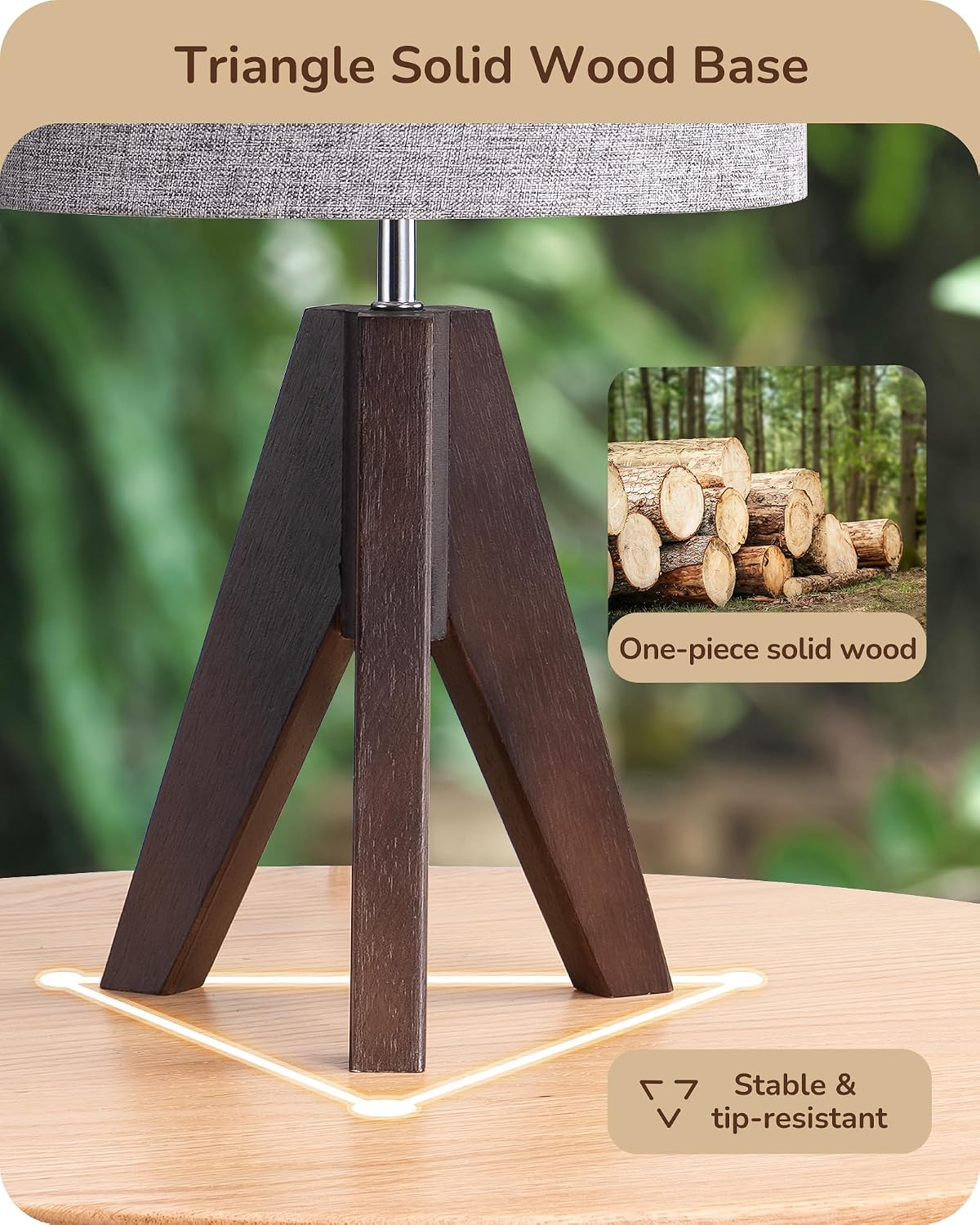 Tripod Table Lamp, Small Cute Bedside Lamp, 14.2 Inch, E26 Base